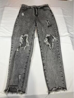 Women's Grey and Black Jeans